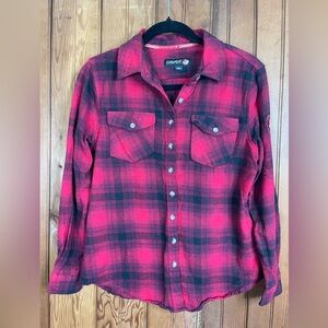 Canada Weather Gear Women's Vintage Plaid Double Pocket Shirt